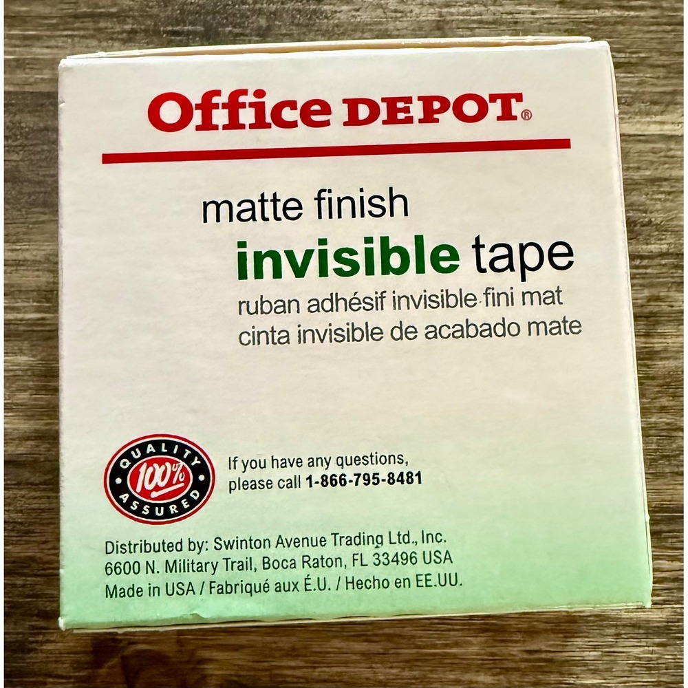Office Depot Invisible Tape 3/4in x 1296in Matte Finish Write-On Clear NEW